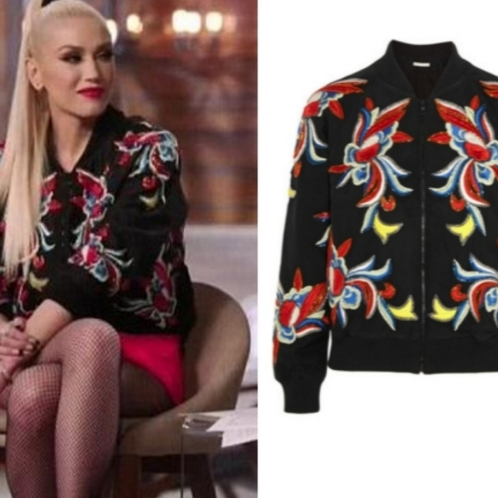 Alice + Olivia silk embellished bomber jacket.